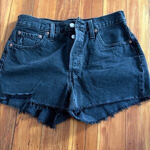 Levi Black Denim Cutoff Shorts